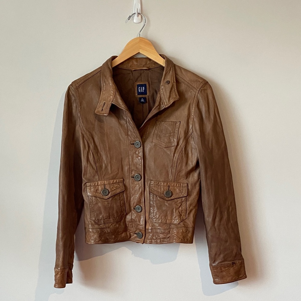GAP Women's Light Brown Leather Jacket